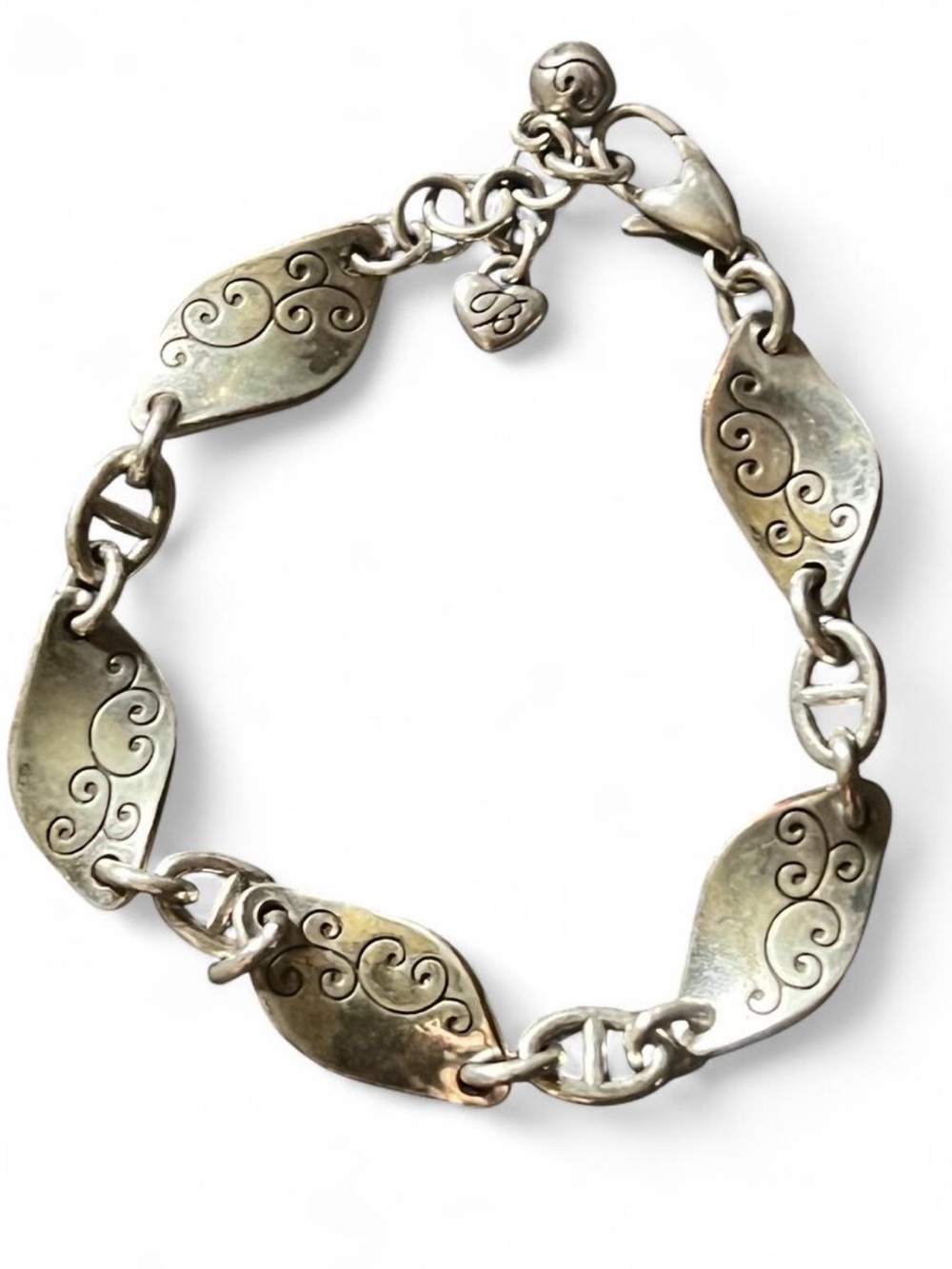 Brighton Etched Silver Swirl Link Bracelet 7”